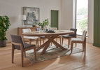 Oval oak dining table with contemporary smoked oak finish