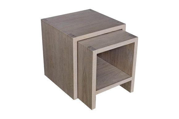 Stylish oak nest of tables with smoked oak finish