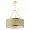 Modern chandelier light with gold leaf and seagrass shade