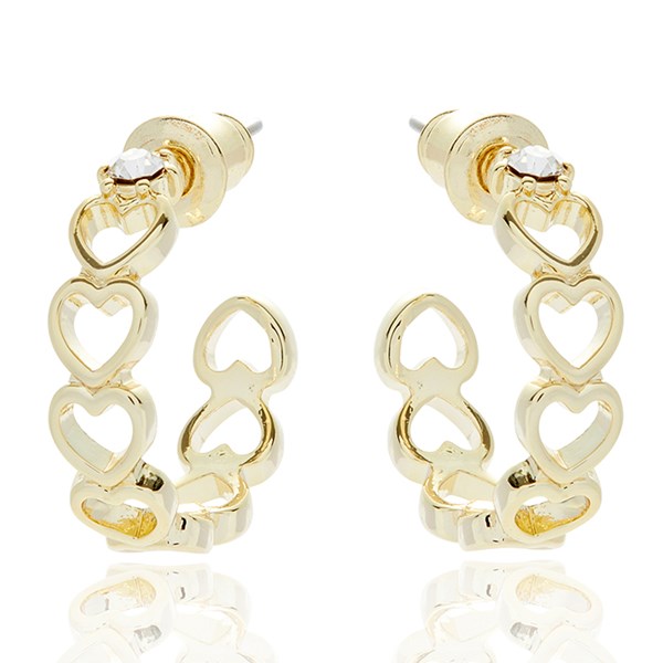 Filigree Many Hearts Gold Plated Hoop Earrings
