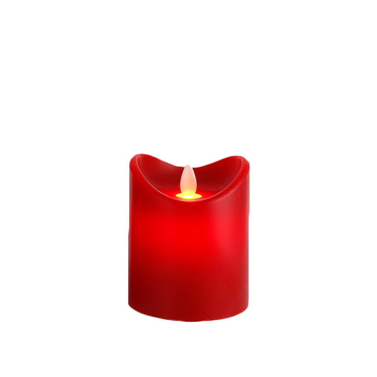Flicker Led Candle w/5hr Timer Red 10cm