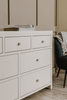 White chest of drawers with natural wood finish Freya design