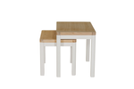 Stylish nest of tables with light-coloured oak tops
