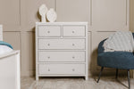 Elegant Freya Tall 5 Drawer Chest of Drawers Natural with matte silver handles
