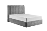 Frida Single Bed Upholstered Grey with Elegant Wingback Headboard
