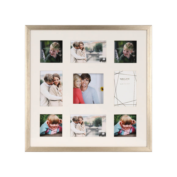 Champagne gallery wall frame with 9 picture collage