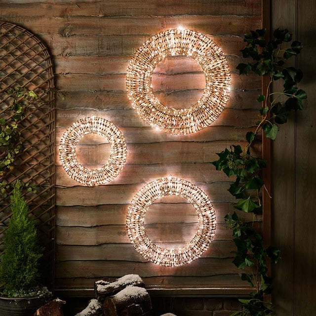 Gold Glitter Twist LED Christmas Wreath 60 cm
