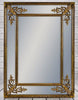 Large gold mirror with versatile portrait and landscape orientations.