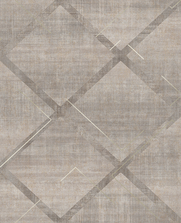 Geometric wallpaper design in cool grey tones, Lorenzo Geo Grey wallpaper.
