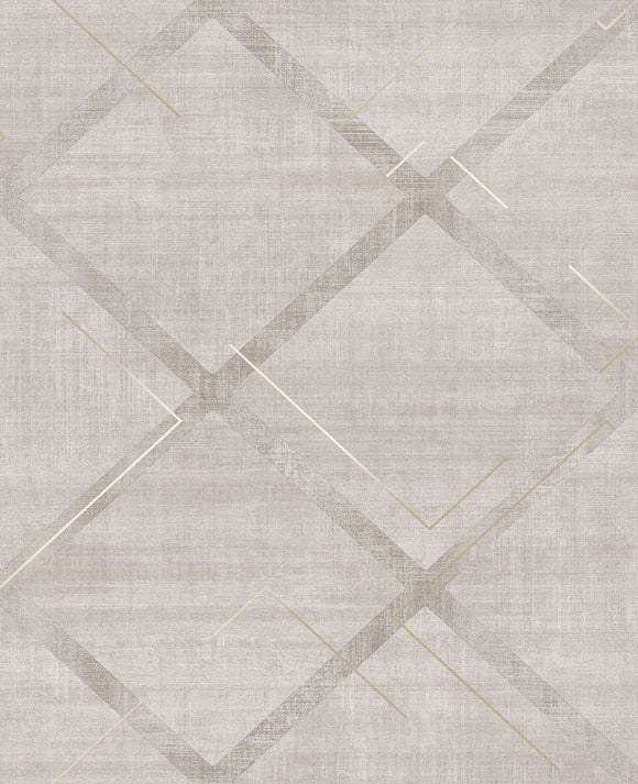 Elegant wallpaper with a modern geometric design – Graham & Brown Lorenzo Geo Stone.
