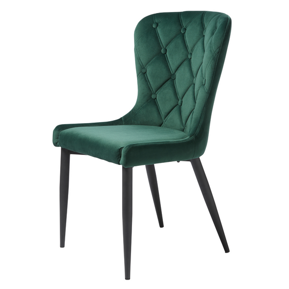 Elegant green velvet dining chair