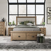 Wooden double bed with antique finish