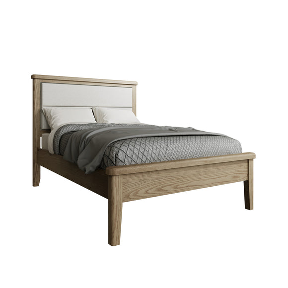 Stylish double bed frame with upholstered headboard