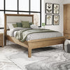 Upholstered headboard and wooden slats double bed