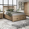 Double bedframe with antique wood finish