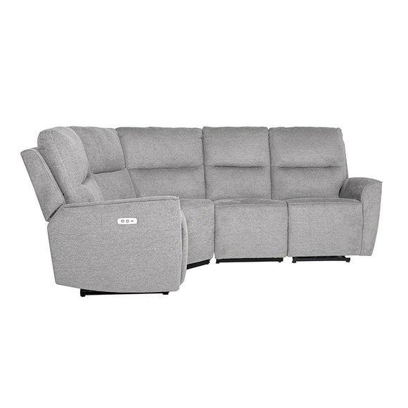 Compact Natural Corner Sofa with Electric Recliner and USB Port