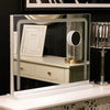 Sleek white mirror with Hollywood-style lighting for vanity