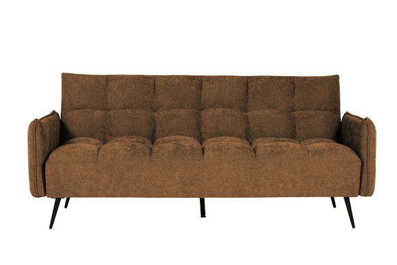 Sofa bed in rust with black metal legs