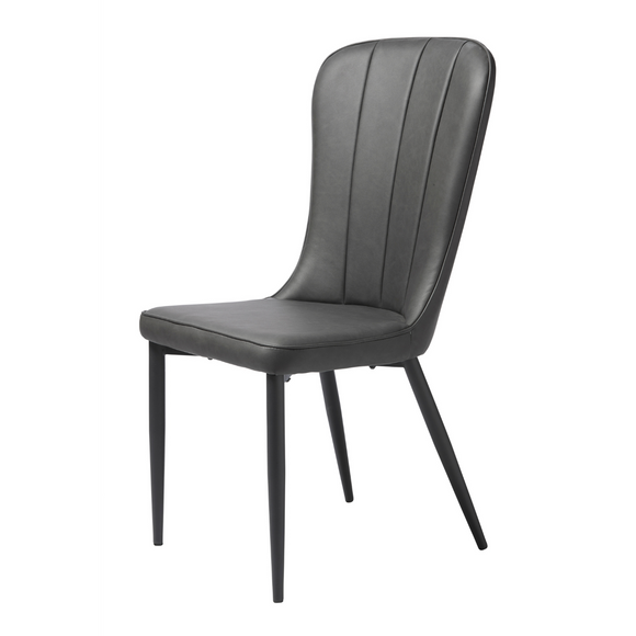 Sleek grey PU dining chair