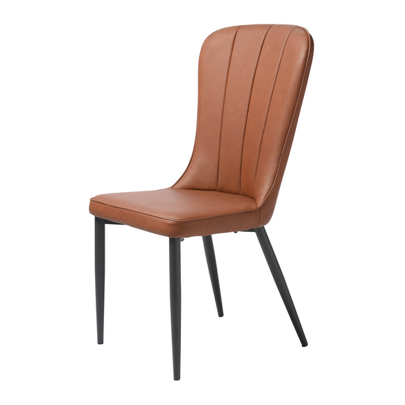 Rich brown PU leather dining chair