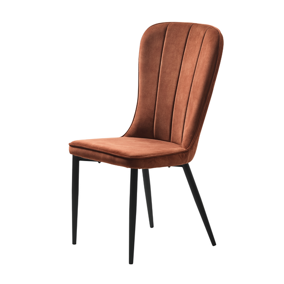 Elegant rust velvet dining chair