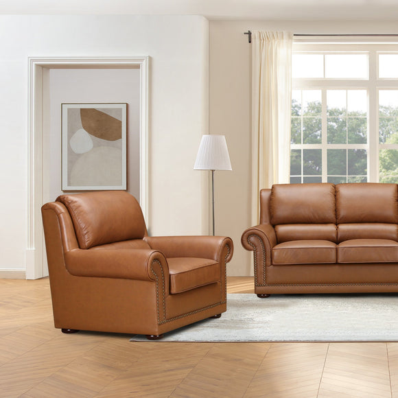 Sophisticated arm chairs leather for living room furniture.
