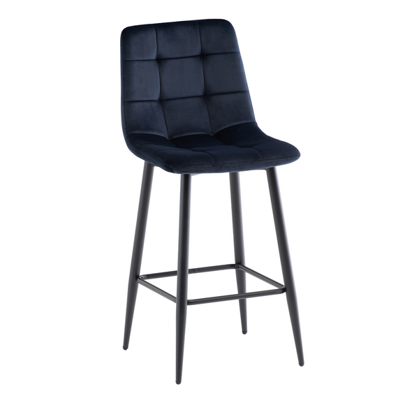 Elegant Isabella Counter Stool Blue set with plush velvet fabric
