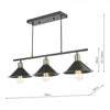 Jalen 3 Light Bar Pendant Graphite Antique Brass picture with measurements