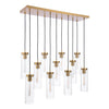 Stylish Jodelle 11 Light Bar Pendant in Polished Bronze and Glass
