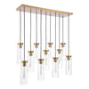 Polished Bronze and Glass Jodelle 11 Light Bar Pendant for Modern Kitchens
