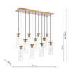 Sleek Jodelle 11 Light Bar Pendant with Polished Bronze and Glass
