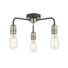 Kiefer 3 Light Flush Black & Antique Brass picture on the white background
