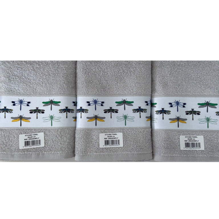 Kitchen Towels Digital Dragonfly Silver