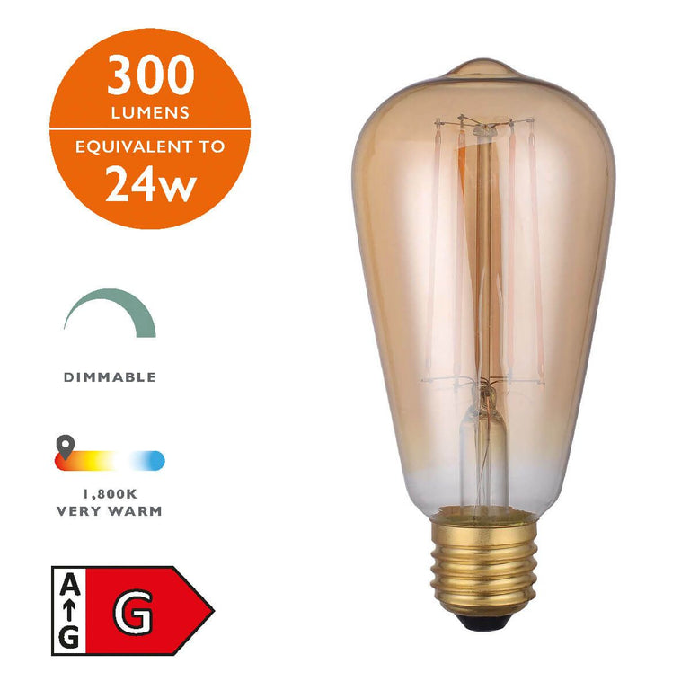 LED Rustika Light Bulb (Lamp) 4W 300LM