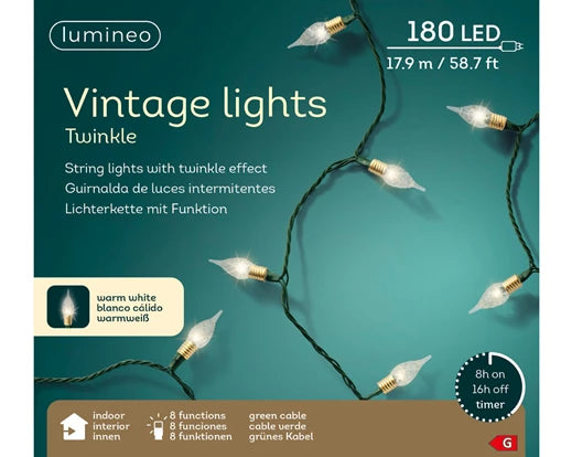 LED Vintage Lights Gb 8 Function Twinkle Effect Indoor