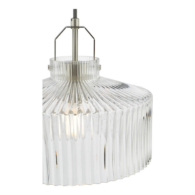 Lenka Pendant Satin Nickel and Ribbed Glass