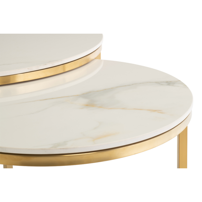 Leo Nest of Tables White & Gold