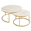 Elegant nest of tables with a sleek white and gold design
