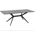 Extendable dining table with a sleek grey finish.
