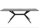 Extendable rectangle dining room table in grey design.
