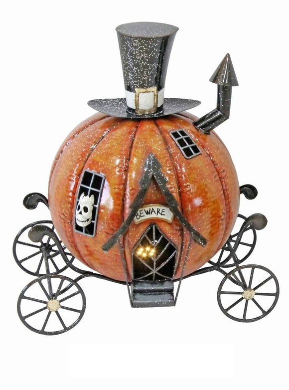 Light Up Metal Pumpkin Carriage picture on the white background