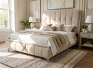 Limerick Storage 4 ft 6 Double Bed Beige modern bed with a gas-lift mechanism