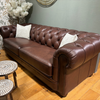 Three seater leather couch Livingstone Coco with luxurious duck feather cushions
