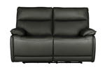 Modern Lugo 2 Seater Recliner Sofa Dark Grey Leather