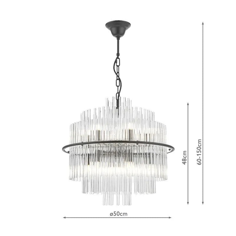 Lukas 13 Light Pendant Satin Black and Glass