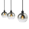 Lycia 3 Light Bar Pendant Matt Black close view picture of the smoked ombre glass shades