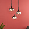 Lycia 3 Light Cluster Pendant Matt Black and Smoked Ombre Glass life style picture