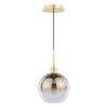 Satin gold pendant light with gold ombre glass