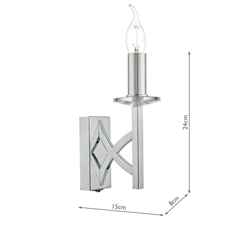 Lyon Wall Light Polished Chrome with Crystal Bobeche – Vintage Wall Lamp for Home Decor