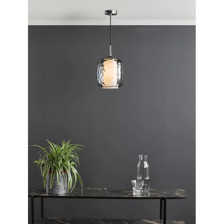 Majella Pendant Polished Chrome and Smoked Glass